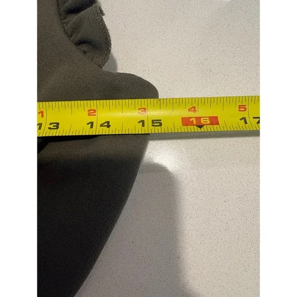 Calvin Klein Womens Ruffle V-Neck Wide Leg Jumpsuit Olive Green Size 2 Belted - Picture 7 of 9